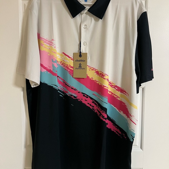chubbies Other - Chubbies Men's Performance Polo Shirt with White, Pink, and Blue Accents NWT XXL